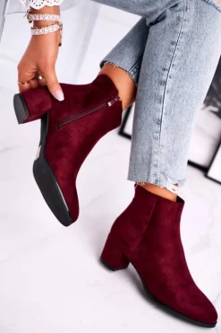 Botki Damskie Sergio Leone Bordowe BT528