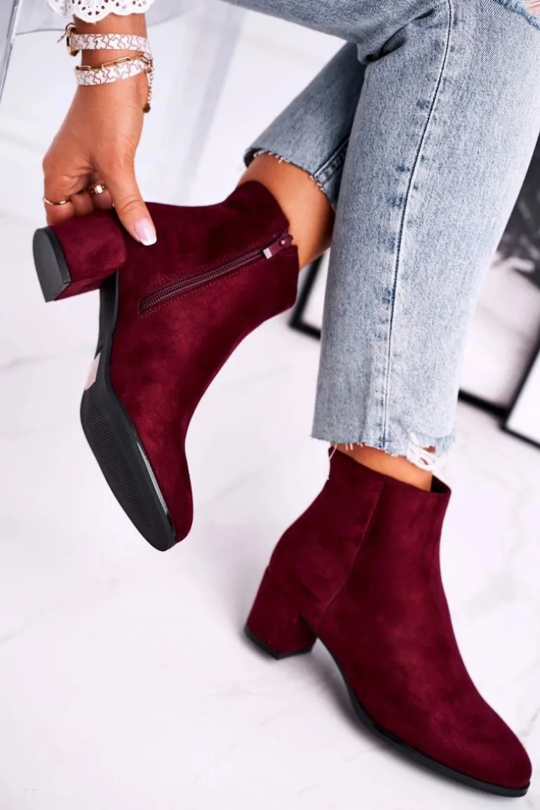 Botki Damskie Sergio Leone Bordowe BT528