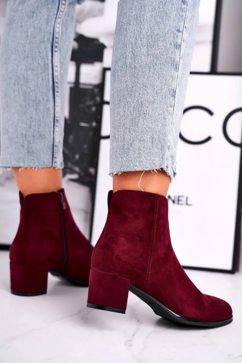 Botki Damskie Sergio Leone Bordowe BT528