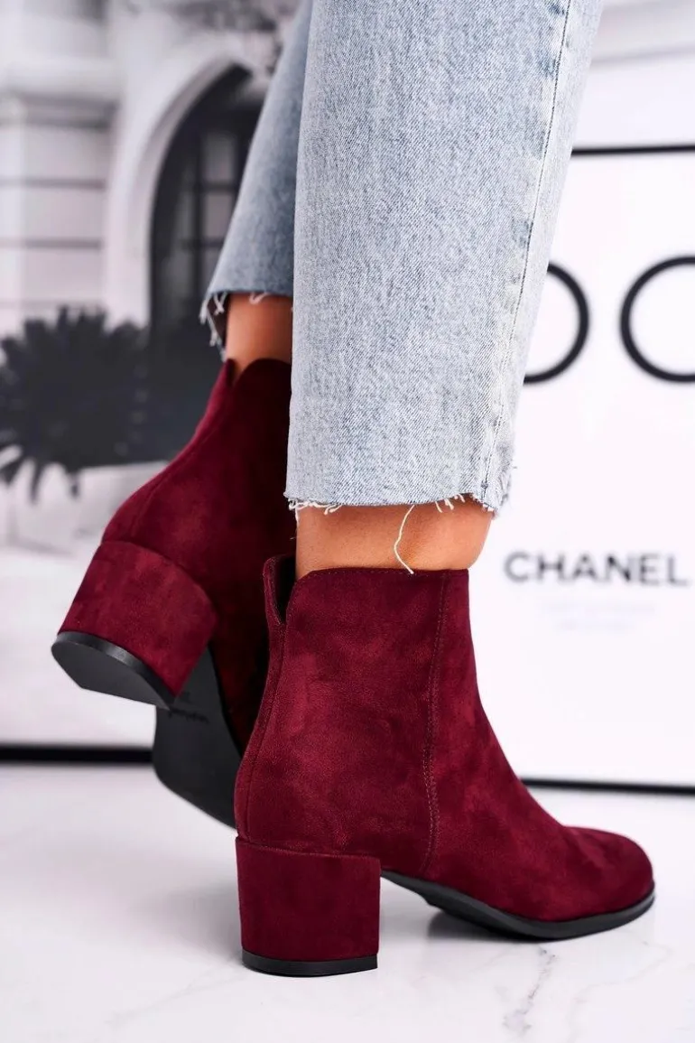 Botki Damskie Sergio Leone Bordowe BT528