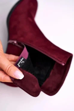 Botki Damskie Sergio Leone Bordowe BT528