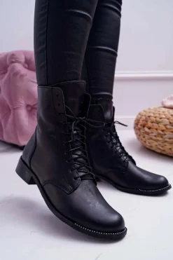 Botki Damskie Skóra Licowa Nicole 2315 Czarne The Island