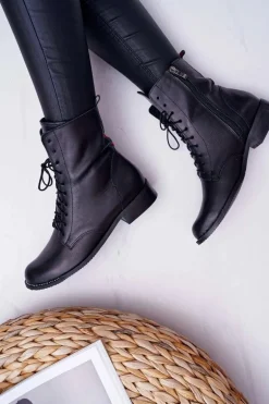 Botki Damskie Skóra Licowa Nicole 2315 Czarne The Island