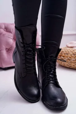 Botki Damskie Skóra Licowa Nicole 2315 Czarne The Island