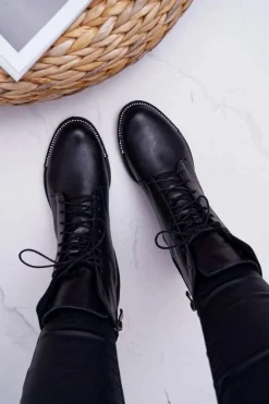 Botki Damskie Skóra Licowa Nicole 2315 Czarne The Island