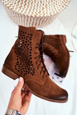 Botki Damskie Skórzane Camel Meridan