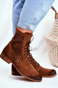 Botki Damskie Skórzane Camel Meridan