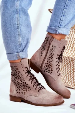 Botki Damskie Skórzane Cappucino Meridan