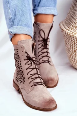 Botki Damskie Skórzane Cappucino Meridan