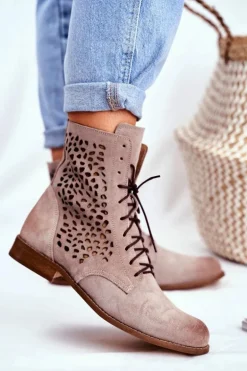 Botki Damskie Skórzane Cappucino Meridan