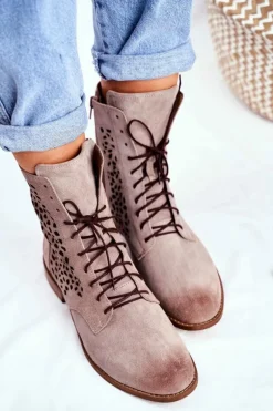 Botki Damskie Skórzane Cappucino Meridan