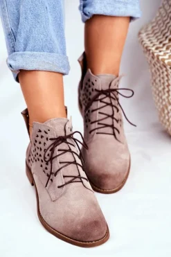 Botki Damskie Skórzane Cappucino Low Meridan