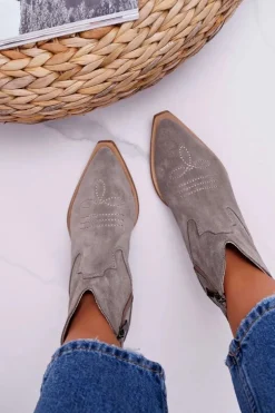 Botki Damskie Skórzane Kowbojki Cappucino Batty