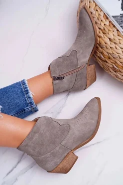 Botki Damskie Skórzane Kowbojki Cappucino Batty