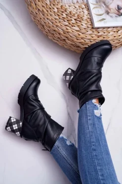 Botki Damskie Skórzane Maciejka Czarne 04216-01