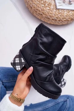 Botki Damskie Skórzane Maciejka Czarne 04216-01