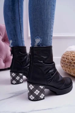 Botki Damskie Skórzane Maciejka Czarne 04216-01