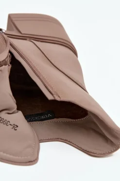 Botki Damskie Skórzane Na Klocku Ocieplane Vinceza 39950 Beżowe