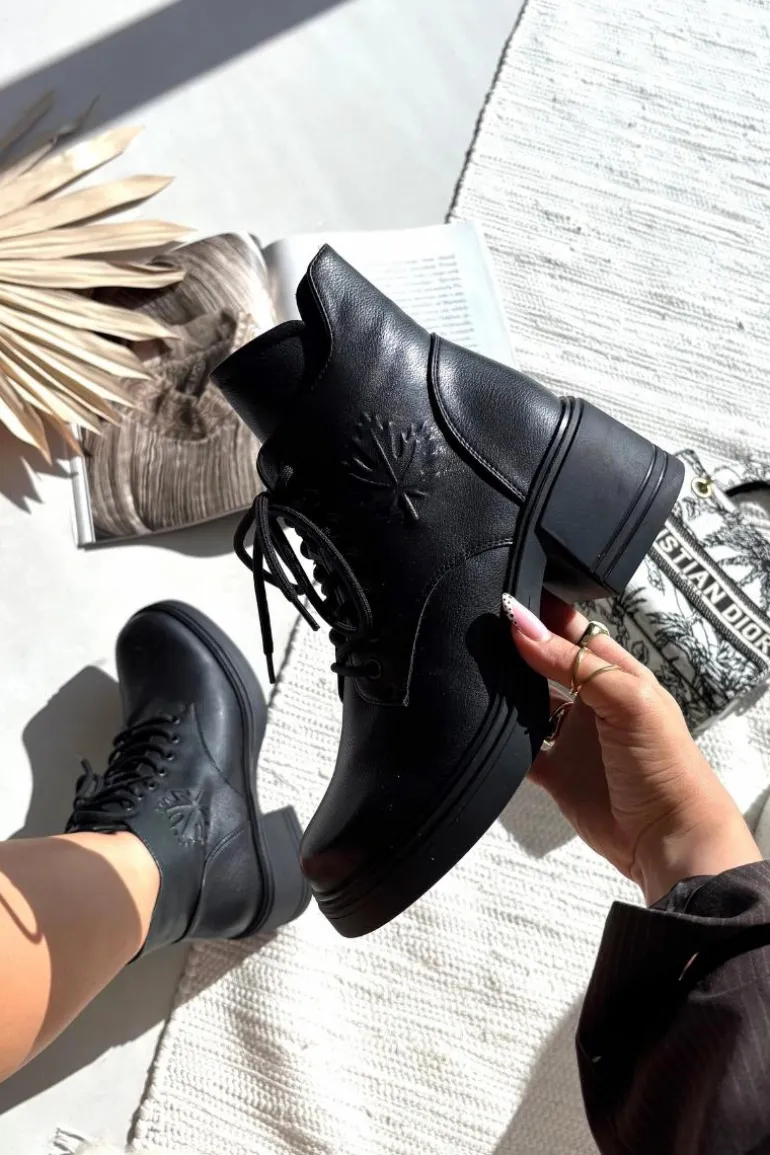 Botki Damskie Skórzane Na Klocku Ocieplane Vinceza 39950 Czarne