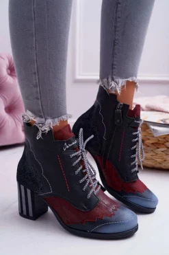 Botki Damskie Skórzane Trzewiki Maciejka Czarne 03190-01
