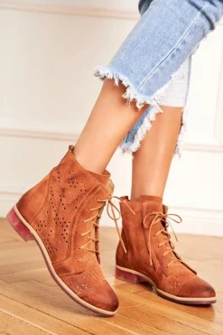 Botki Damskie Skórzane Trzewiki Maciejka Brązowe 04468-29