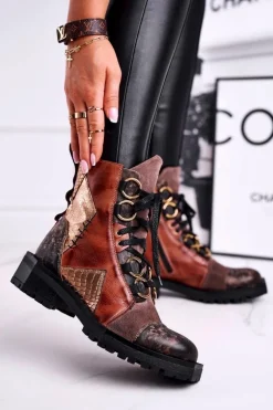 Botki Damskie Skórzane Trzewiki Maciejka Rude 04184-29/00-3