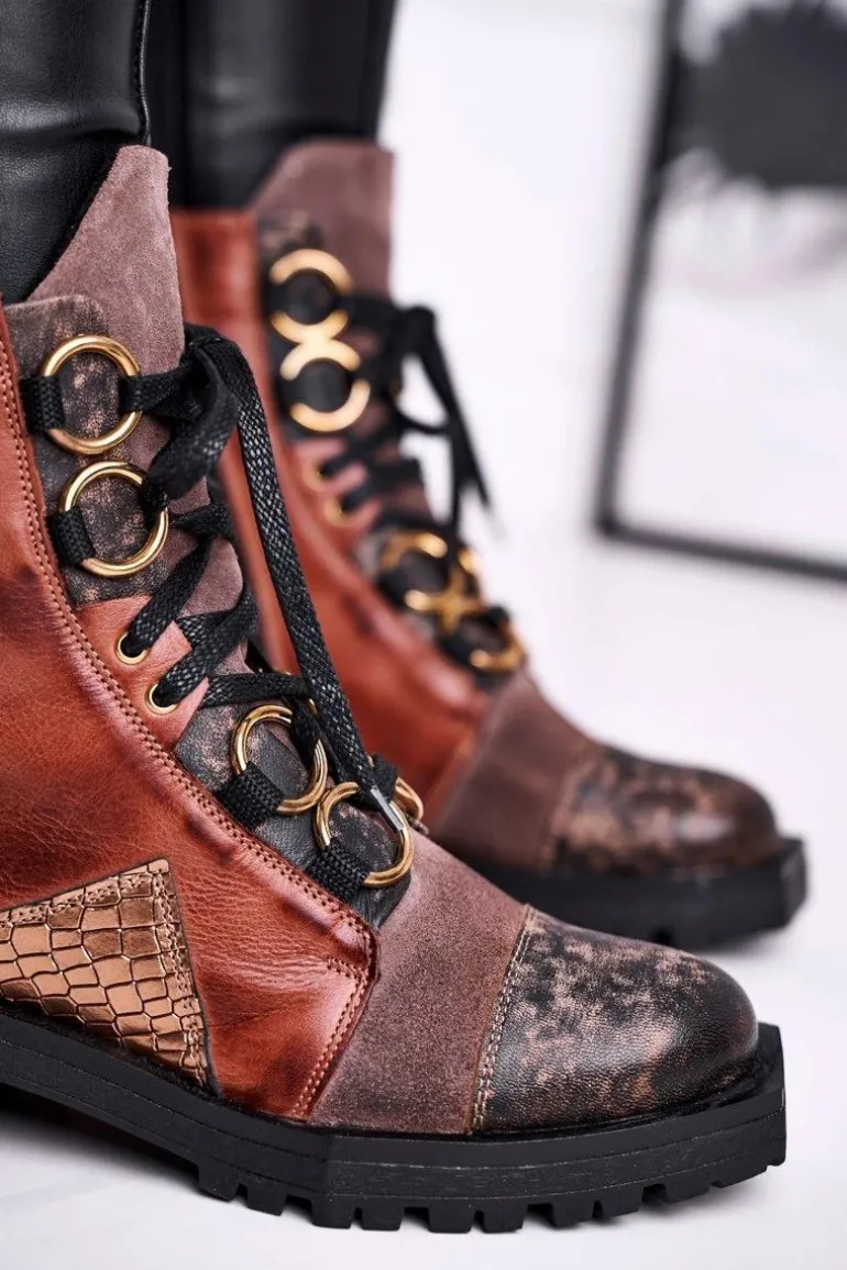 Botki Damskie Skórzane Trzewiki Maciejka Rude 04184-29/00-3