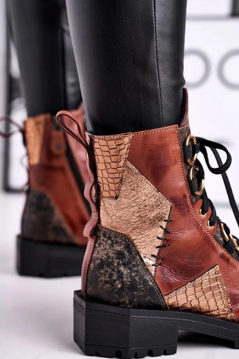 Botki Damskie Skórzane Trzewiki Maciejka Rude 04184-29/00-3