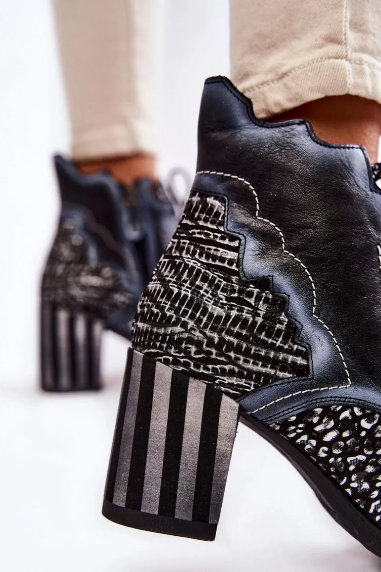 Botki Damskie Skórzane Trzewiki Maciejka Czarne 03190-20