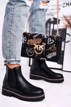 Botki damskie sztyblety czarne Stiletto