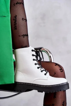 Botki Damskie Trapery Białe Kognito