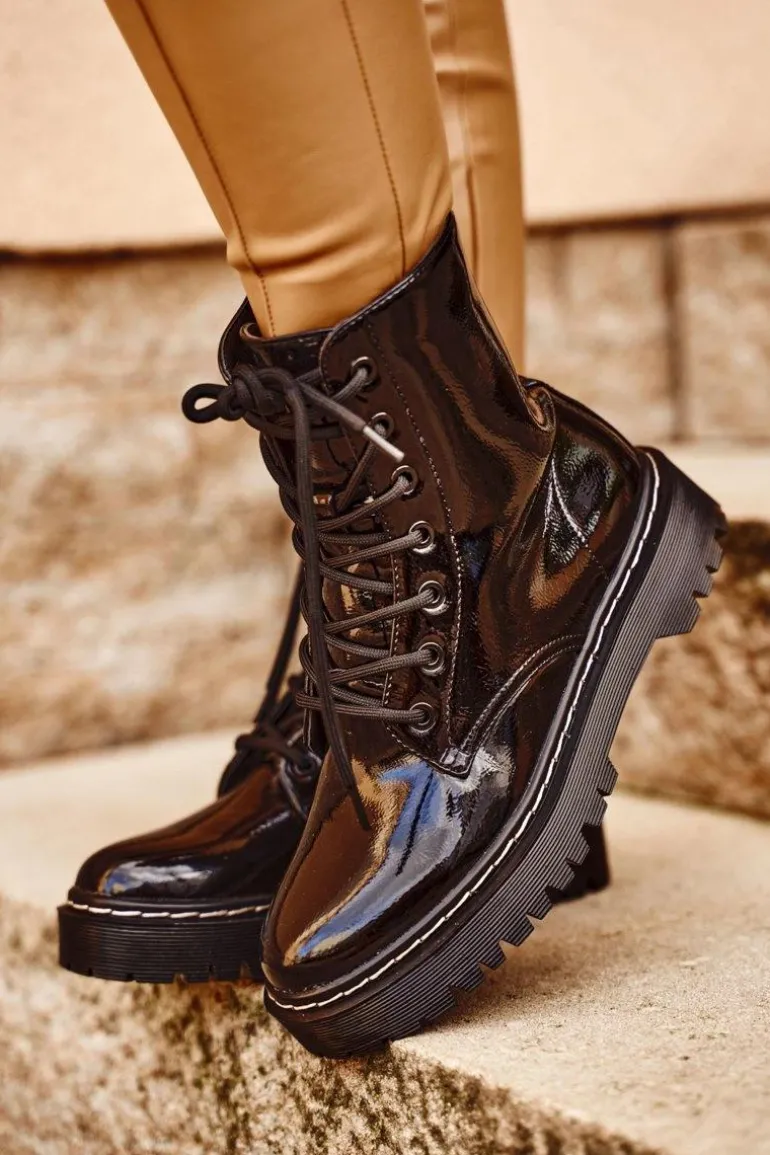 Botki Damskie Trapery Czarne Kognito