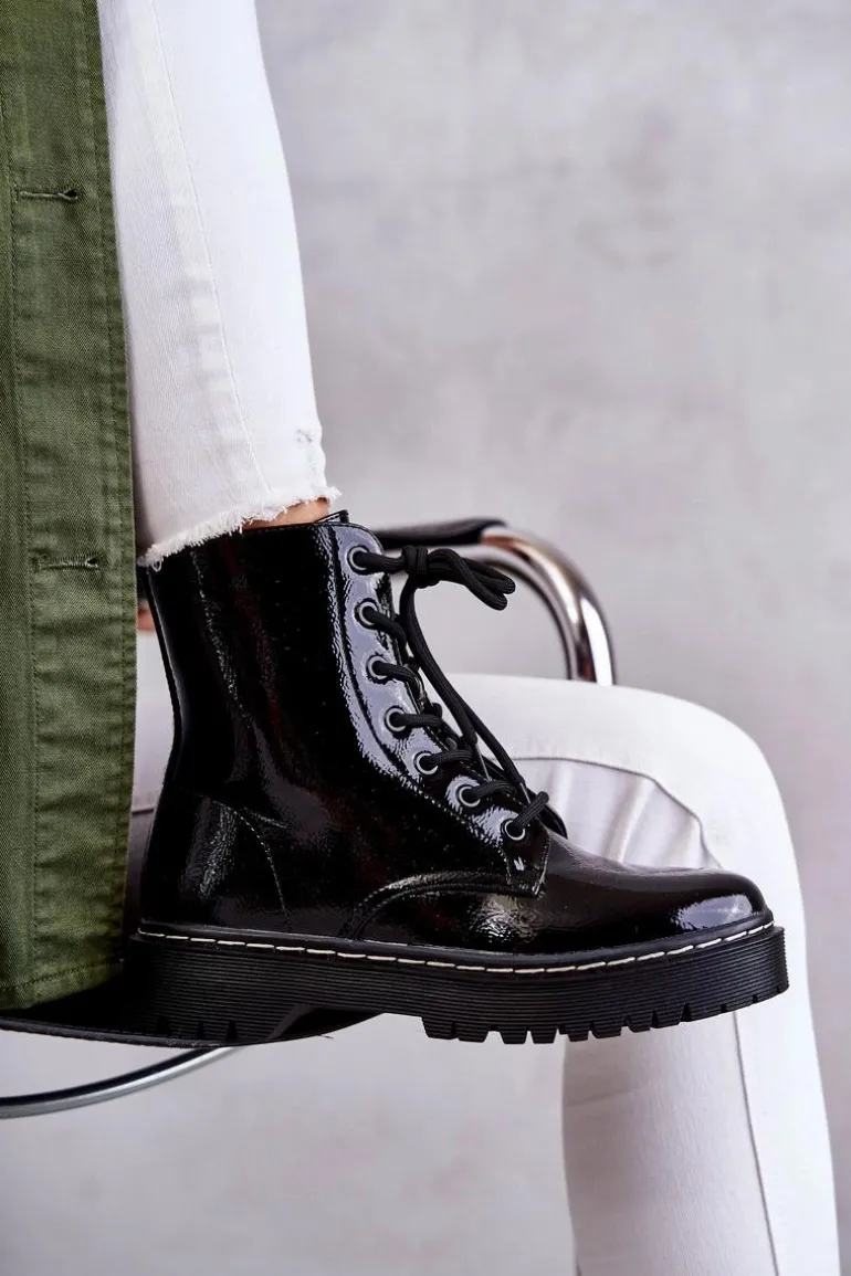 Botki Damskie Trapery Czarne Kognito