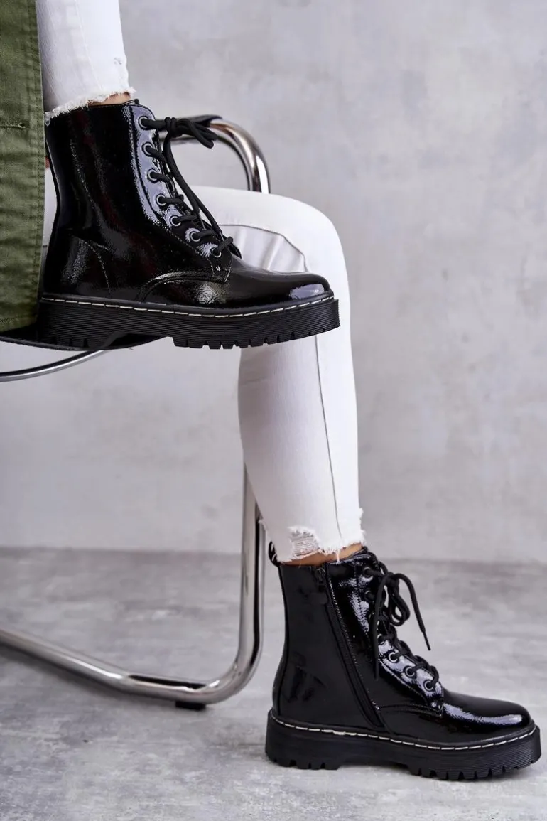 Botki Damskie Trapery Czarne Kognito