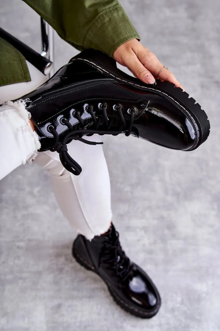 Botki Damskie Trapery Czarne Kognito