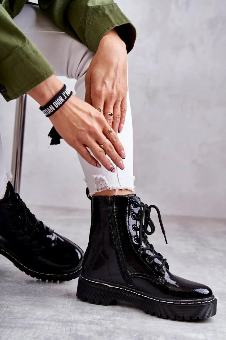 Botki Damskie Trapery Czarne Kognito