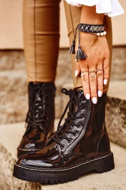 Botki Damskie Trapery Czarne Kognito