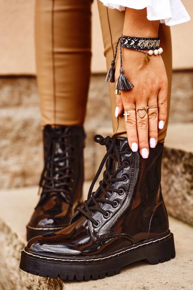 Botki Damskie Trapery Czarne Kognito