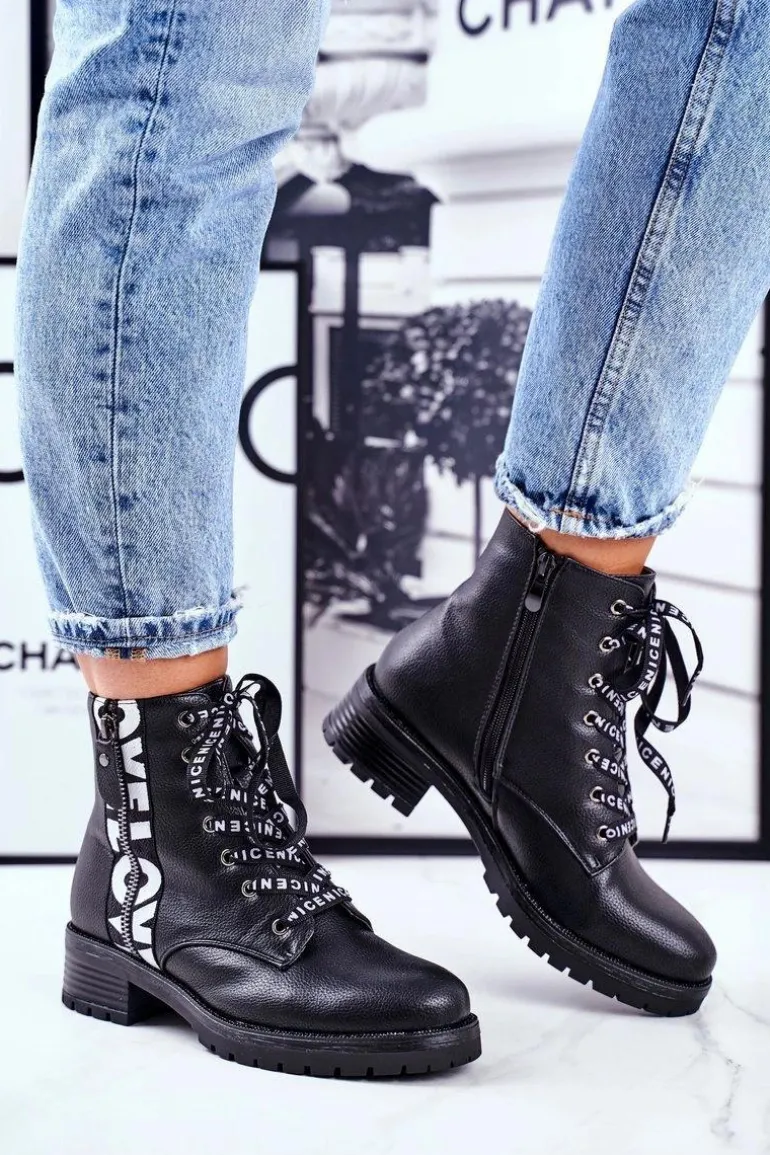 Botki Damskie Trapery Czarne Verso