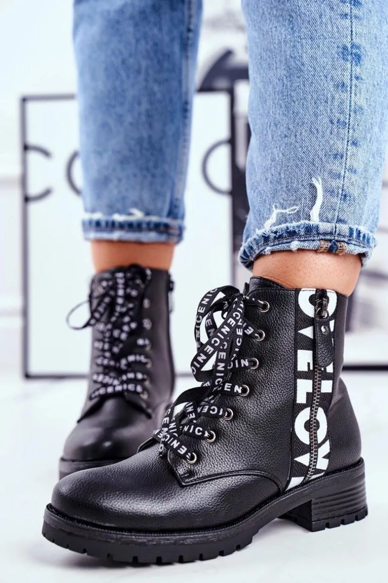 Botki Damskie Trapery Czarne Verso