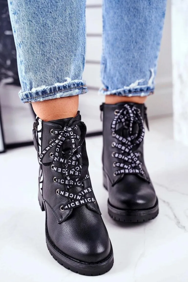 Botki Damskie Trapery Czarne Verso