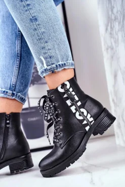 Botki Damskie Trapery Czarne Verso