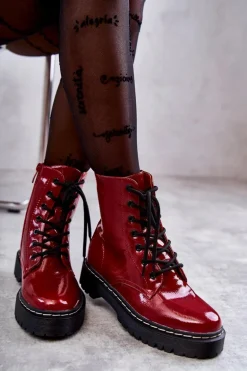 Botki Damskie Trapery Czerwone Kognito