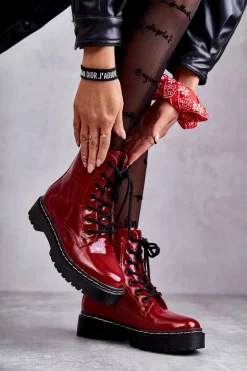 Botki Damskie Trapery Czerwone Kognito