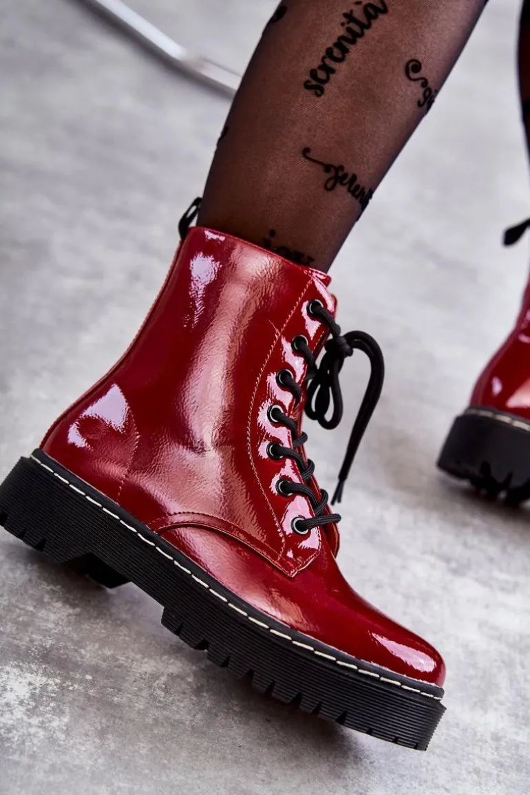 Botki Damskie Trapery Czerwone Kognito