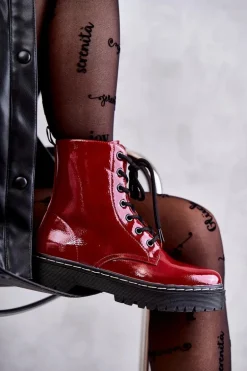 Botki Damskie Trapery Czerwone Kognito