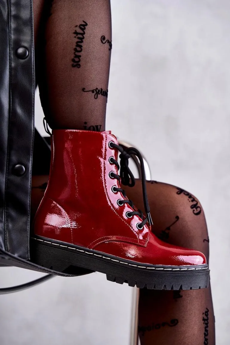 Botki Damskie Trapery Czerwone Kognito