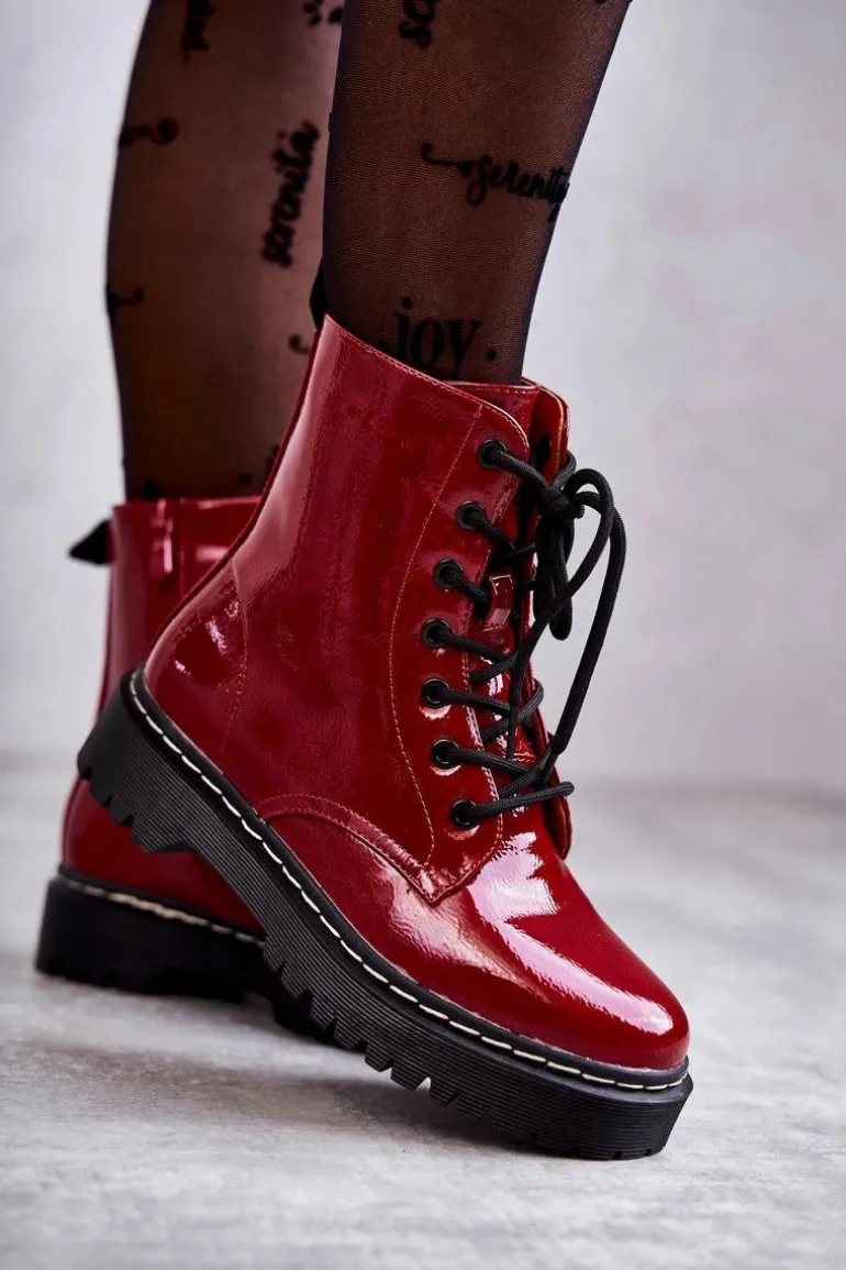 Botki Damskie Trapery Czerwone Kognito