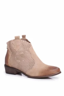 Botki Damskie Welurowe Exquisite Jasno Beżowe 1166