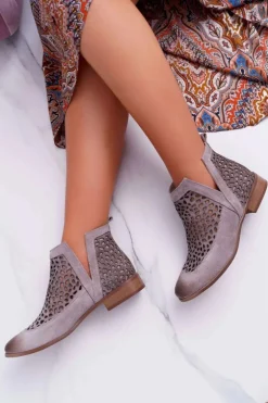 Botki Damskie Wiosenne Kowbojki Szare 2366 Draw